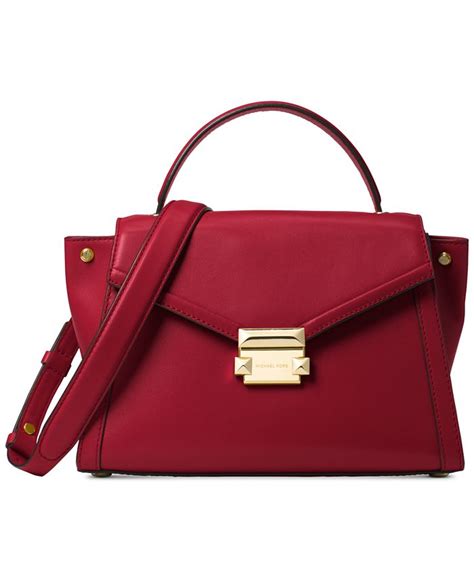 michael michael kors whitney polished leather top handle satchel|More.